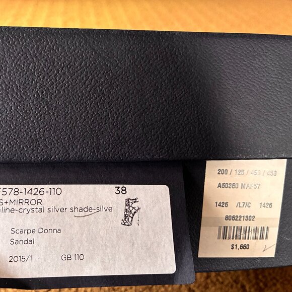 Sergio Rossi Scarpe Donna Sandal Silver Crystal Size 38 Authentic - Picture 8 of 8